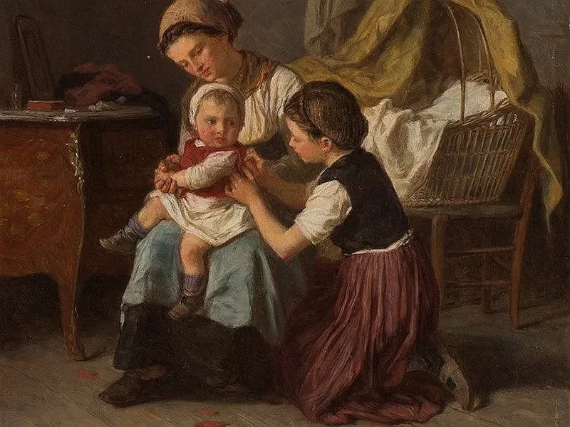 1821-Théophile Emmanuel Duverger - Madre con le figlie